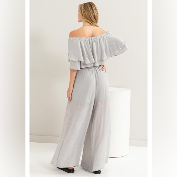 #22 The Posh Palazzo Pant Set Gray- Last One - Picture 4 of 5